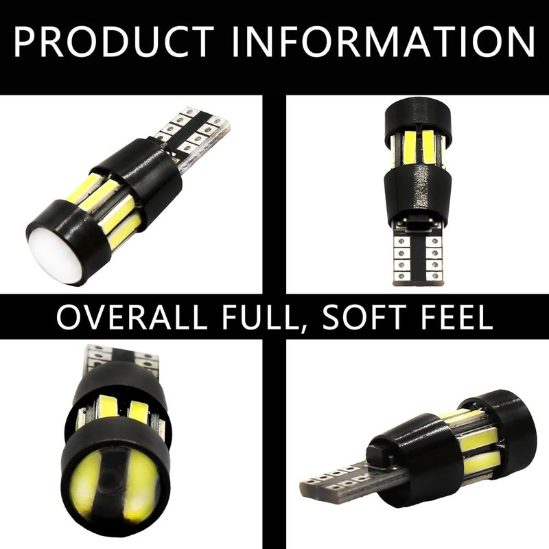 Jitrendo 2 Pcs Led License Plate Light, License Plate Light Bulbs,Led Decoding Width Indicator Light W5w T10 7020 10smd 24led With Aluminum Parts License Plate Lights Chipsets 7000k (White) - Image 5